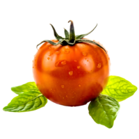 ai généré Frais tomate avec feuilles isolé sur une blanc ou transparent Contexte png