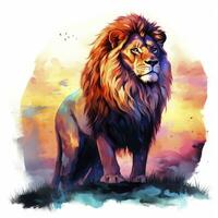 AI generated Watercolor Lion on a white background. For T-shirt Design. AI Generated photo