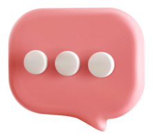 3D speech bubble. Social media symbol with dots. png