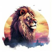 AI generated Watercolor Lion on a white background. For T-shirt Design. AI Generated photo