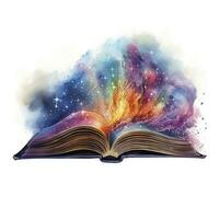 AI generated Galaxy celestial fantasy book watercolor for T-shirt Design. AI Generated photo