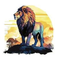 AI generated Watercolor Lion on a white background. For T-shirt Design. AI Generated photo