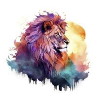 AI generated Watercolor Lion on a white background. For T-shirt Design. AI Generated photo