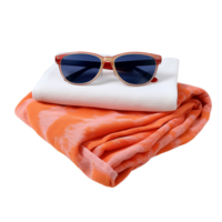 ai gegenereerd zonnebril en strand handdoek Aan transparant achtergrond PNG beeld