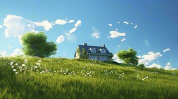 AI generated Green and environmentally friendly housing concept. AI Generated photo