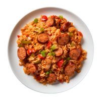 ai generiert Teller von Jambalaya auf transparent Hintergrund png Bild