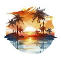 AI generated Tropical sunset for t-shirt design. AI Generated photo