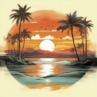 ai generado tropical puesta de sol para camiseta diseño. ai generado foto