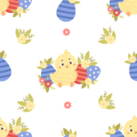 Seamless pattern  chick with Easter egg png