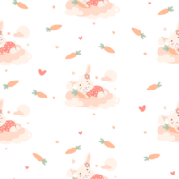 Seamless pattern with   sleeping rabbit with carrot png