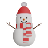 mignonne bonhomme de neige dans chapeau et écharpe 3d rendu icône isolé png