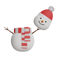 mignonne bonhomme de neige dans chapeau et écharpe 3d rendu icône isolé png