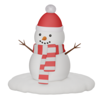 mignonne bonhomme de neige dans chapeau et écharpe 3d rendu icône isolé png