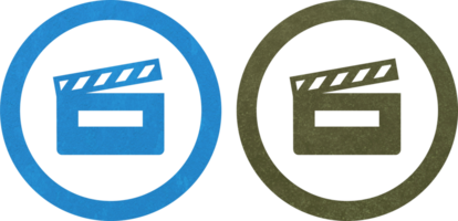 take film video icon symbol blue and yellow png