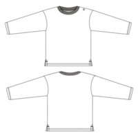 Long sleeve t shirt technical drawing fashion flat sketch illustration template for baby boys isolated on transparent background png