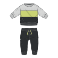 Sweatshirt tops and jogger sweatpants template for kids isolated on transparent background png