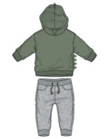 Long sleeve hoodie with sweatpants template for kids  isolated on transparent background png