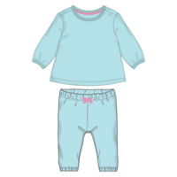 Baby girls dress design tops and pants illustration template isolated on transparent background png