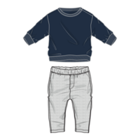 Sweatshirt tops and jogger sweatpants template for kids isolated on transparent background png