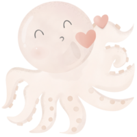 schattig tekenfilm Octopus met hart vorm geven aan. png