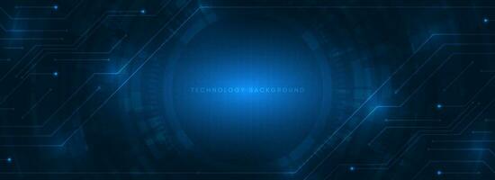 glowing blue technology circle Futuristic background concept vector