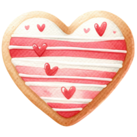 ai gerado coração em forma biscoitos decorado com vermelho e branco gelo açúcar para dia dos namorados dia png