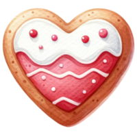 AI generated Heart shaped cookies decorated with red and white icing sugar for Valentine's Day png