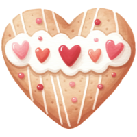 AI generated Heart shaped cookies decorated with red and white icing sugar for Valentine's Day png