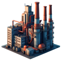 AI generated Factory Industrial building, 3d isometric design. Suitable for business, industrial and design elements png