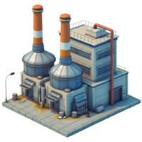 AI generated Factory Industrial building, 3d isometric design. Suitable for business, industrial and design elements png