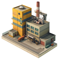 AI generated Factory Industrial building, 3d isometric design. Suitable for business, industrial and design elements png