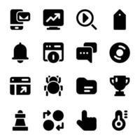 Pack of Website Interface Solid Icons vector