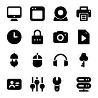 Pack of Interface Solid Icons vector