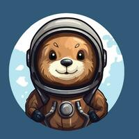 baby otter head in a space suit vector