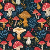Whimsical Mushroom Meadow pattern vector