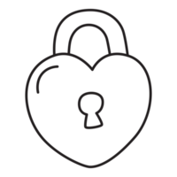 Padlock heart shape lock line icon. png