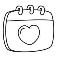 Calendar with heart line icon. png