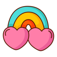 Rainbow and clouds hearts icon. png