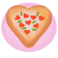 la Saint-Valentin film nuit en forme de coeur Pizza sur transparent arrière-plan, 3d le rendu png