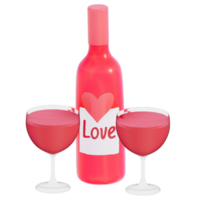 Valentine's movie night Love champagne on transparent background, 3D rendering png