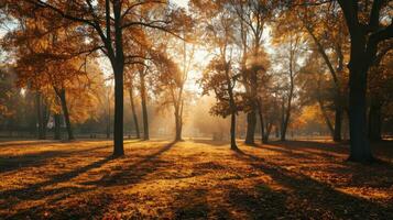 AI generated Panorama of an amazing autumn park landscape photo