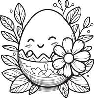 Easter eggs anad flower coloring pages for kids vector