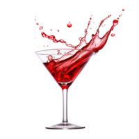 AI generated Generative AI, PNG red martini cocktail in glass with splashes and drops