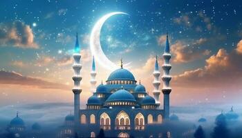 AI generated Ramadan Kareem background, mosque in Istanbul, Turkey photo