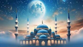 AI generated Ramadan Kareem background, mosque in Istanbul, Turkey photo