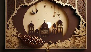 AI generated Ramadan background paper cut style. photo