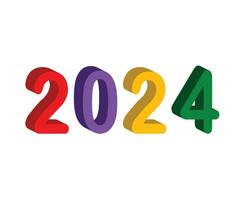 contento nuevo año 2024 resumen multicolor gráfico diseño vector logo símbolo ilustración