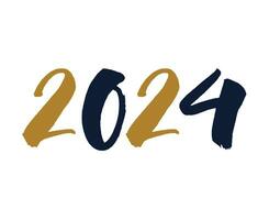 contento nuevo año 2024 resumen azul y marrón gráfico diseño vector logo símbolo ilustración