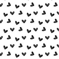 Hearts seamless pattern black and white hand drawn vector