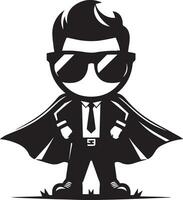 Minimal Funny Super Hero Comic Flat character vector silhouette, black color silhouette, white background 4